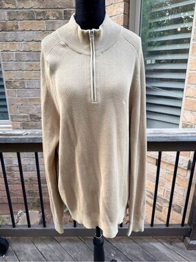 MICHAEL KORS Light Beige Half Zip Knitted Sweater Men’s Size XL Like New